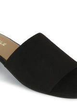 Black Suede Low Heel Slip Ons