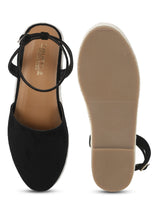 Black Micro Flat Espadrille Sandals