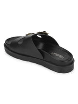 Black PU Side Buckle Slides