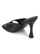 Black PU High Heel Stiletto Mules