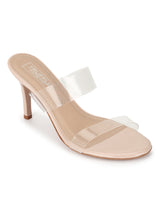 Nude Patent Perspex Clear Stiletto Mules