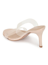 Nude Patent Perspex Clear Stiletto Mules