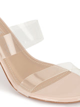 Nude Patent Perspex Clear Stiletto Mules