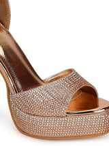 Rosegold Patent Glitter High Block Heel Sandals (TC-SLC-S8-RGLD)