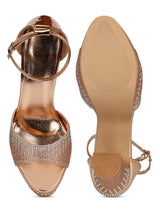 Rosegold Patent Glitter High Block Heel Sandals (TC-SLC-S8-RGLD)