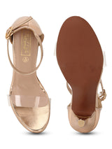 Rosegold Stilettos With Clear Straps