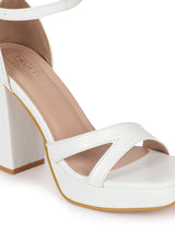 White PU High Block Heel Sandals (TC-SLC-N1103-WHT)