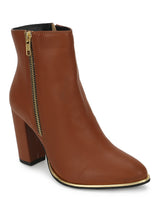 Tan PU Zip Up Ankle Boots (TC-ST-1184-TANPU)
