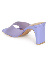 Purple Lilac PU Perspex Slim Block Heel Clear Mules (TC-SLC-B-74-LIL)