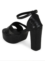 Black PU Croc Crossover Strap Platform Sandals (TC-SLC-V105-BLK)