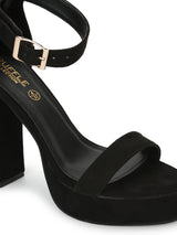 Black Micro High Platform Heels
