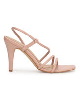 Nude PU Strappy Slip On Stilettos
