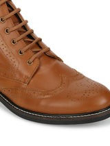 Tan PU Lace Up Men's Ankle Boots