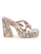 White Holographic Wide Strap Platform Mules (TC-MSI-V-111-WHT)
