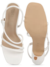 White PU Strappy Slip On Stilettos