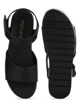 Black PU Platform Wedge Sandals (TC-ST-1168-BLK)