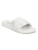 White PU Braided Strap Slides