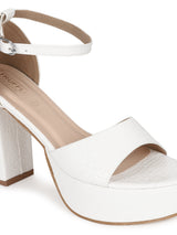 White PU Croc Pattern High Block Heel Sandals (TC-SLC-V103-WHT)