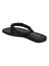Black PU Braided Flip Flops
