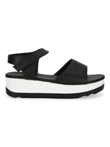 Black PU Platform Wedge Sandals (TC-ST-1168-BLK)