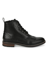Black PU Lace Up Men's Ankle Boots