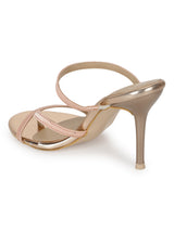 Rosegold PU Crossover Thumb Strappy Stiletto Mules (TC-SLC-B-78-RGLD)