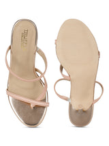 Rosegold PU Crossover Thumb Strappy Stiletto Mules (TC-SLC-B-78-RGLD)