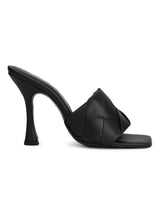 Black PU Woven Strap Mules