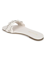 White PU Braided Diamante Slip Ons (TC-ST-1215-WHT)