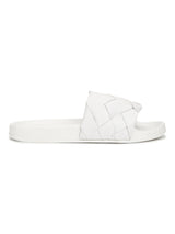 White PU Braided Strap Slides