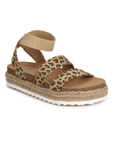 Leopard PU Printed Platform Heel Espadrilles Sandals