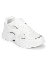 Bianca White PU Lace Up Sneakers