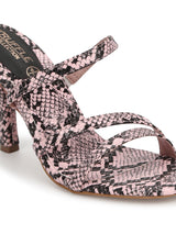 Nude PU Snake Pattern Strappy Stilettos