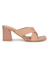 Nude PU Crossover Strap Block Mules (TC-SLC-V112-NUD)