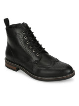 Black PU Lace Up Men's Ankle Boots