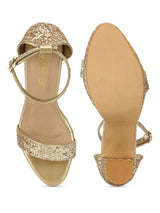 Gold PU Glitter High Platform Block Heels (TC-SLC-S-14-GLD)