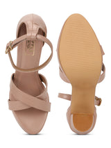 Nude PU Crossover High Block Heels (TC-SLC-B50-NUD)