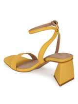 Yellow PU Triangular Heel Sandals (TC-SLC-B-79-YEL)