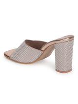 Rose Gold Glitter Patent Leather Block Heel Mules (TC-SLC-N1105-RGLD)