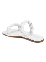 White PU Braided Strap Slides