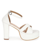 White PU Croc Crossover Strap Platform Sandals (TC-SLC-V105-WHT)