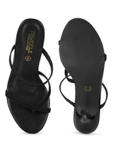 Black PU Crossover Thumb Strappy Stiletto Mules (TC-SLC-B-78-BLK)