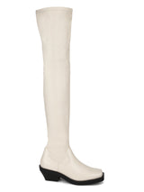 Putty Beige PU Thigh High Boots