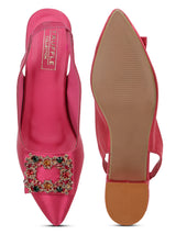 Fuschia Velvet Block Sandals (TC-SLC-BL72-FUS)