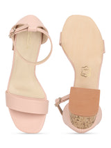 Pink PU Low Block Heel Sandals (TC-RLST10-PNK)
