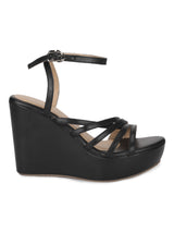 Black PU Wedges Sandal (TC-ST-1017-BLK)