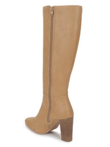 Camel PU Block Long Boots (TC-ST-1288-CAM)