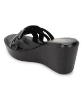 Black PU Slip-On Wedges (TC-SLC-F58-BLK)