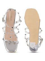 Silver Patent Studded Stiletto Sandals (TC-SLC-N1143-SIL)