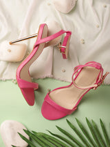 Hot Pink PU Buckle Stiletto Sandals (TC-TB2-HPNK)